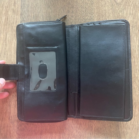 Genuine Leather Buxton black long wallet - Picture 3 of 6